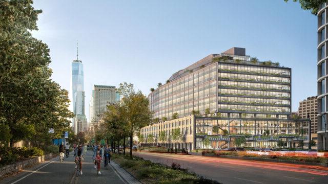 St. John’s Terminal on a beautiful New York City evening with One World Trade visible in the background